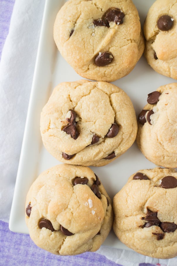 CHEWY Chocolate Chip Cookies Made With Bread Flour! My husband declares this the best chocolate chip cookie recipe!  This easy recipe makes 2 dozen homemade cookies.   Save this recipe - you're going to love it!