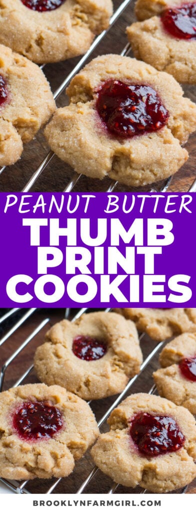 Easy to make peanut butter thumbprint cookies with raspberry jam.  These are delicious cookies for Christmas or anytime for dessert!