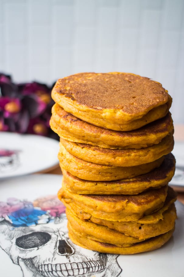 Pumpkin Baby Pancakes Recipe for babies, toddlers and parents!  This easy pancake recipe is great for baby led weaning for first foods!  These pumpkin pancakes are healthy and nutritious!  Serve for breakfast or dinner - freeze leftovers for busy mornings or daycare!