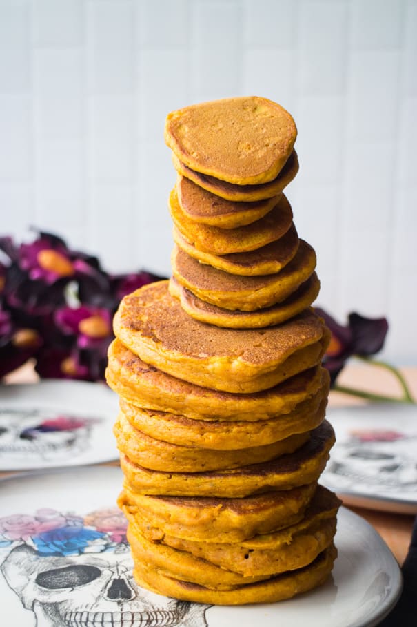 Pumpkin Baby Pancakes Recipe for babies, toddlers and parents!  This easy pancake recipe is great for baby led weaning for first foods!  These pumpkin pancakes are healthy and nutritious!  Serve for breakfast or dinner - freeze leftovers for busy mornings or daycare!