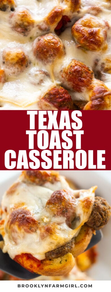 Cheesy Meatball Texas Toast Casserole is an easy dinner meal, baked in the oven for 30 minutes. It's made with Texas Toast, meatballs and slices of cheese.