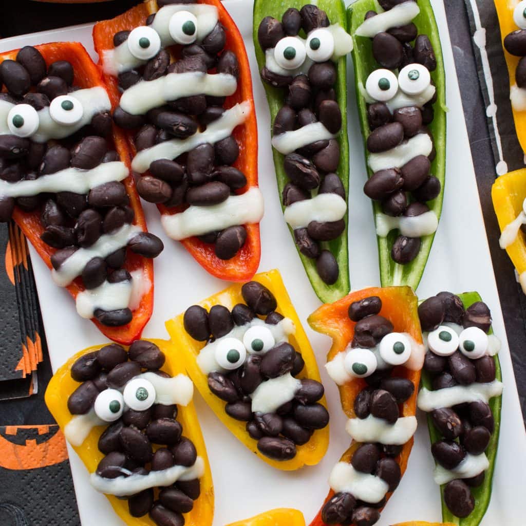 Halloween Stuffed Mummy Peppers - Brooklyn Farm Girl