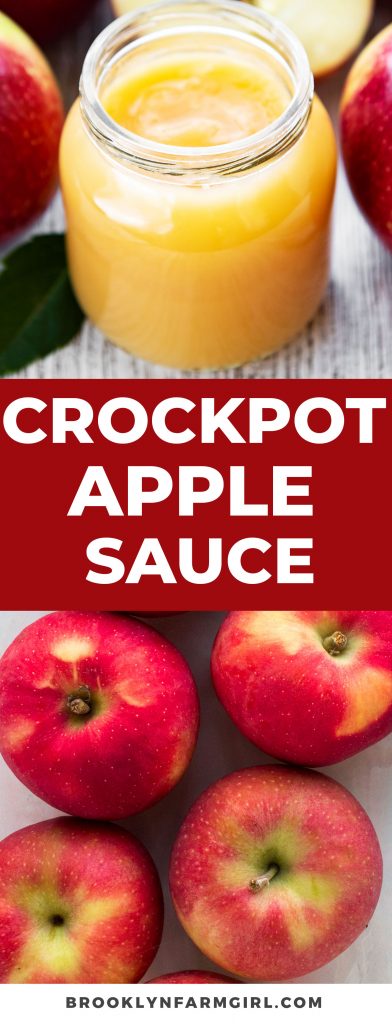 Homemade Crockpot Applesauce recipe that uses maple syrup instead of sugar.  This easy recipe uses 5 ingredients and is ready in 3 hours.  Perfect for canning and freezing!