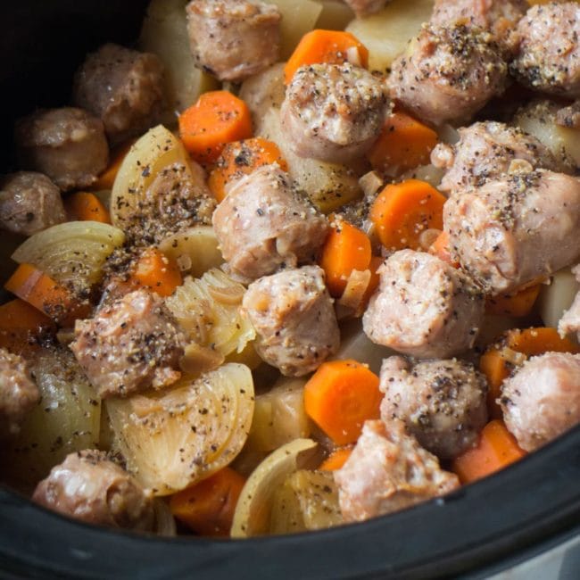 Slow Cooker Sausage and Cabbage - Brooklyn Farm Girl