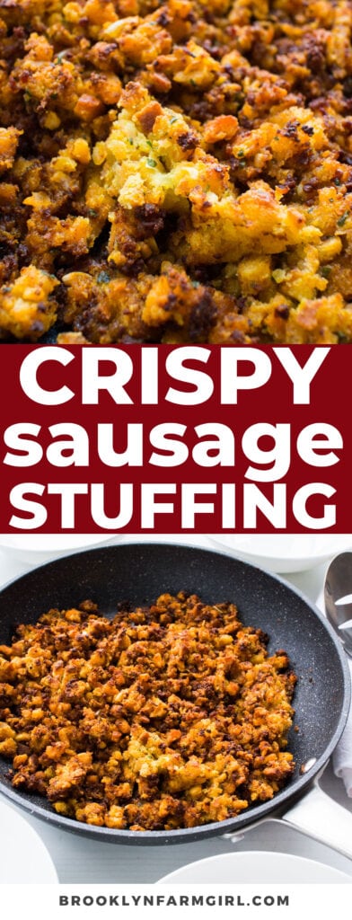Beef chorizo sausage and white bread cubes cook together leaving you with a quick and easy stuffing side dish everyone will love.