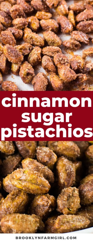 These baked sweet cinnamon sugar candied pistachios will be your new favorite snack! They're great for easy holiday gifts too!