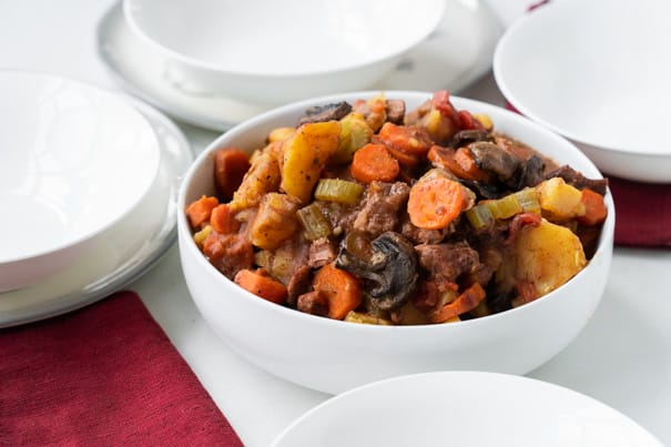 SLOW COOKER Beef Stew with Marsala Cooking Wine made in the crockpot in 6 hours! This easy recipe is packed with vegetables creating a full classic meal. My husband declares this one of the best dinners!