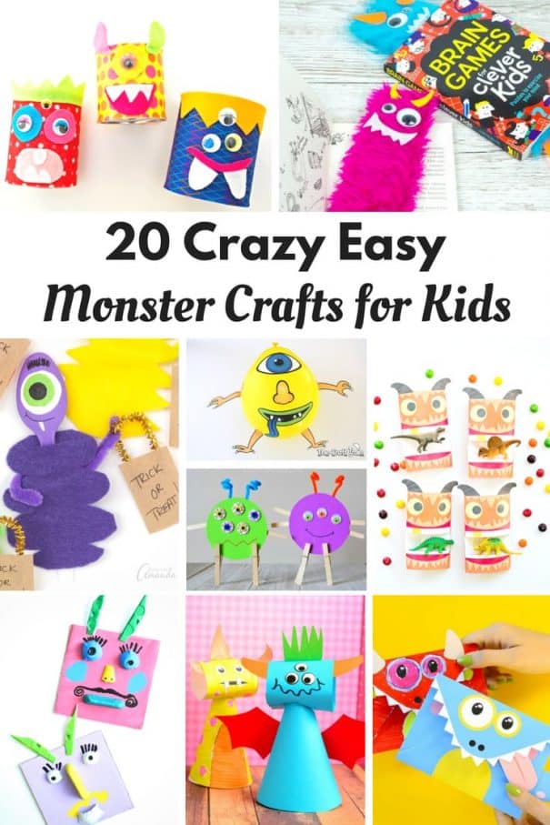 20 Crazy Easy Monster Crafts for Kids! Monster loving preschool toddlers and older kids will love these fun DIY crafts!  Even better for Mom - there's not too much cleanup involved! 