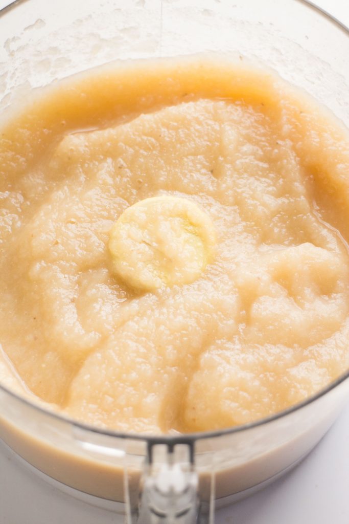 smooth apple puree in food processor