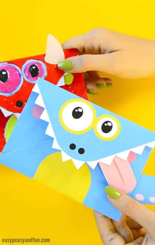 Monster Invitations and Envelopes for a Party Craft