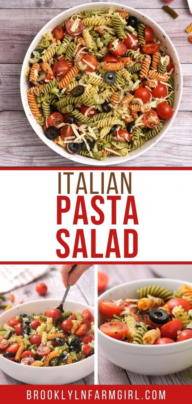 Tri Color Italian Pasta Salad Easy Recipe with Italian Dressing and