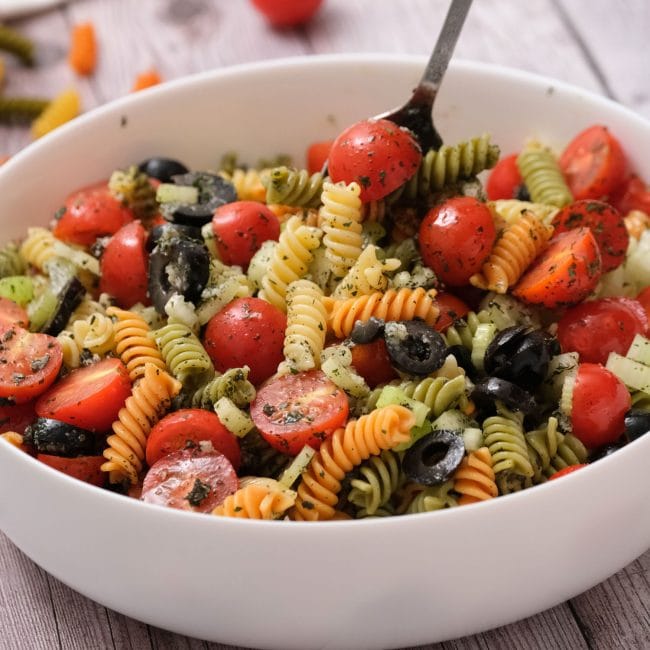 Tri Color Italian Pasta Salad - Easy Recipe with Italian Dressing and ...