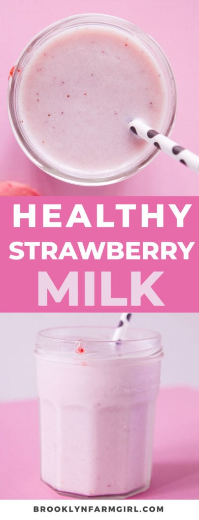 Homemade strawberry milk recipe that only requires 4 ingredients.  This easy creamy recipe is natural and much more healthy than Nesquik. 