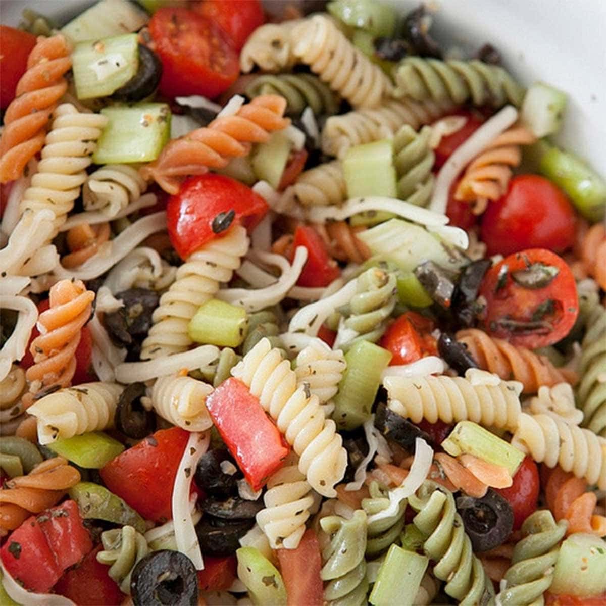 Tri Color Pasta Salad - Easy Recipe with Italian Dressing and Rotini