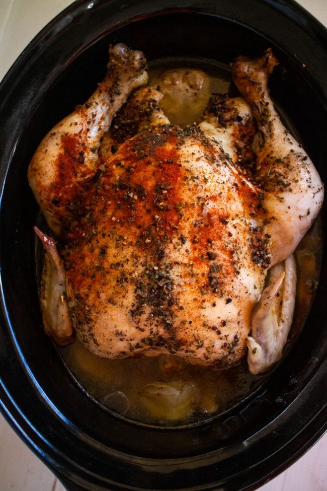 Slow Cooker Whole Chicken (4 Hours) - Brooklyn Farm Girl