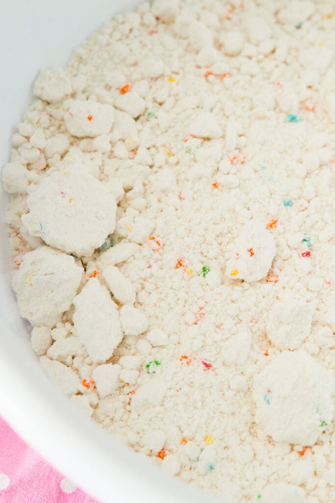 cake mix in bowl. 