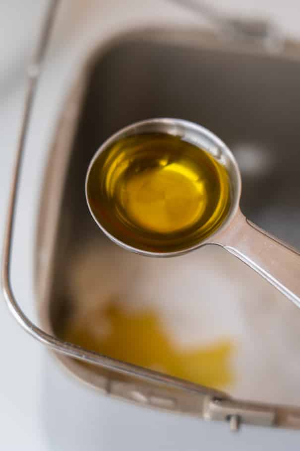 olive oil on spoon