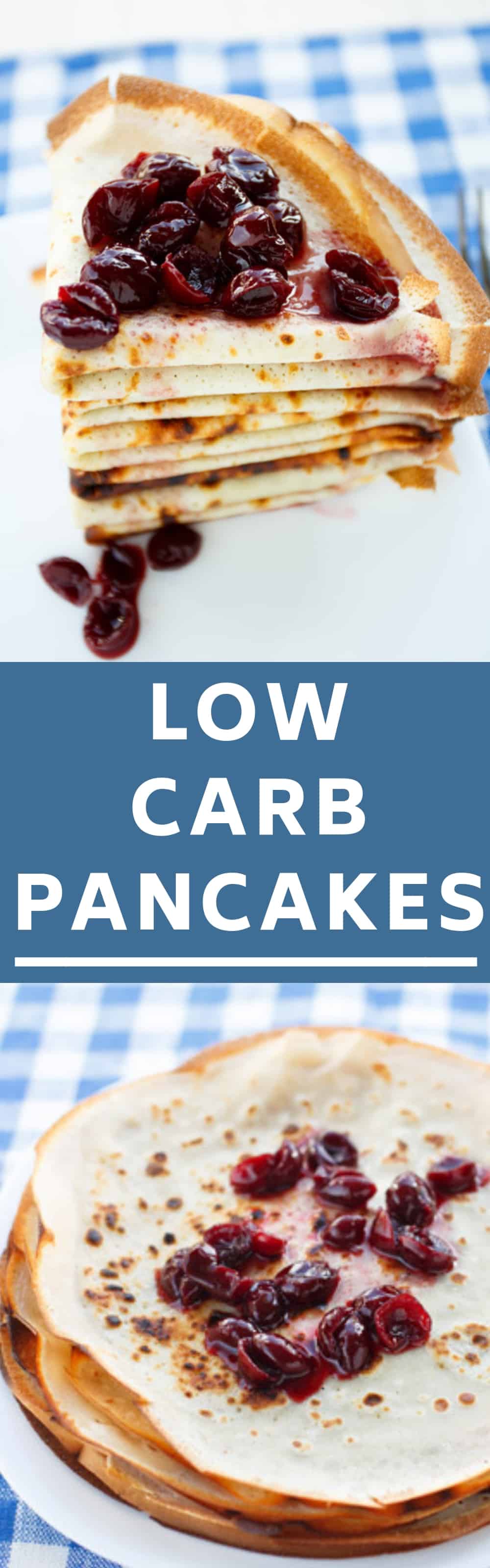 Low Carb Pancakes recipe. These easy to make keto pancakes are made with cream cheese, eggs and coconut flour.  Make them for a healthy breakfast meal! 
