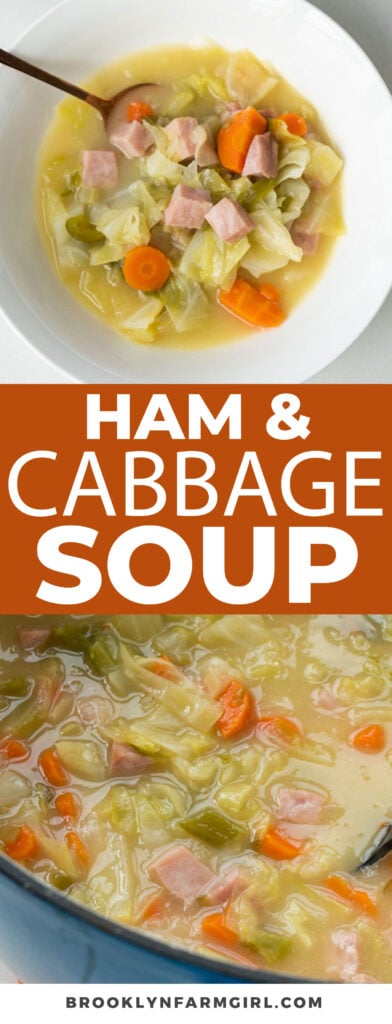 This healthy ham and cabbage soup is a mix of carrots, celery, bell pepper, onion, cabbage and ham, all simmered together in a savory broth. A quick and easy comforting meal that’s full of flavor!