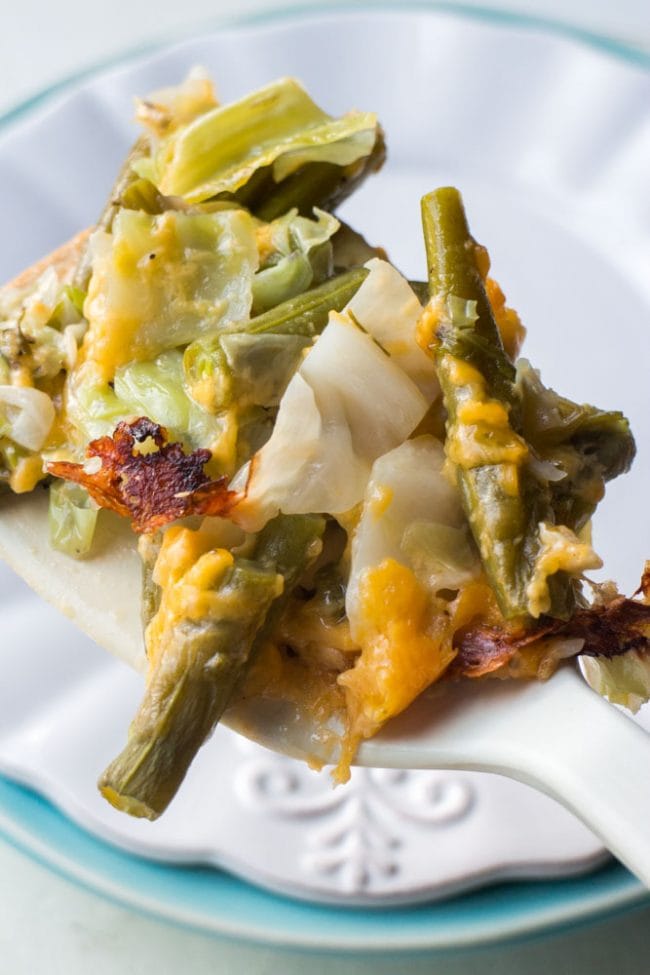 Cheesy Green Beans and Cabbage Brooklyn Farm Girl