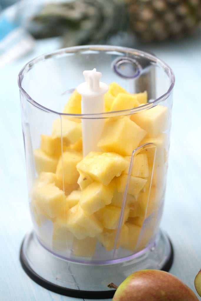 pineapple and apple in blender