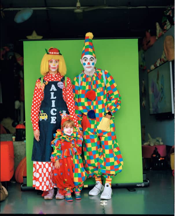 Our family dressed up as clowns for Halloween, wearing vintage clown costumes and makeup. Here's some pictures if you need clown costume ideas for your clown family!