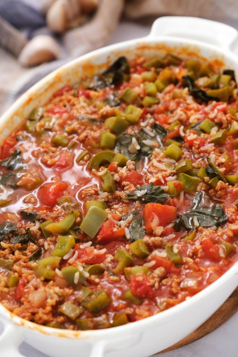 Unstuffed Bell Pepper Casserole with Ground Beef - Brooklyn Farm Girl