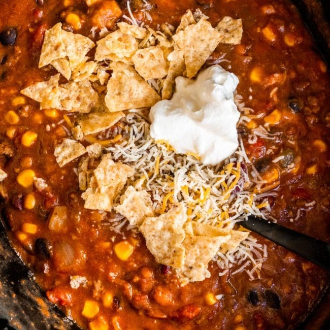 Easy Slow Cooker Taco Soup - Brooklyn Farm Girl