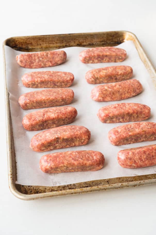Easy steps on how to cook sausage in the oven.  In just 30 minutes you'll have delicious oven baked sausage for dinner . This works for all sausage links and patties!