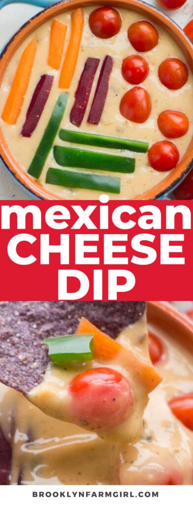 Creamy Mexican Cheese Dip made with gooey Monterey Jack cheese.  Serve this party dip with tortilla chips and veggies!