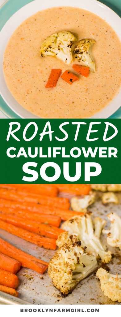 This Roasted Cauliflower and Carrot Soup is rich in flavor, low in calories, and absolutely delicious. Made with fragrant roasted cauliflower, carrots, and garlic, this soup is so thick and creamy, you’ll hardly believe there’s no cream in it! 