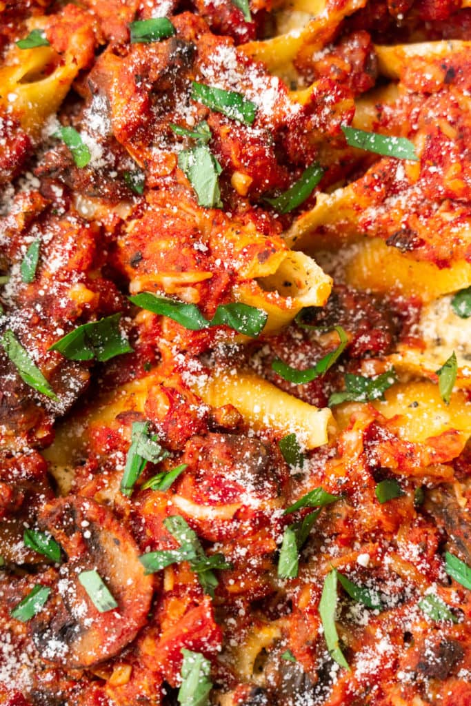 Easy Stuffed Shells recipe made with a ricotta cheese filling, Italian spices and pasta sauce. This classic dinner is one of my family's favorite meatless meals.  They're so cheesy, saucy and full of flavor! 