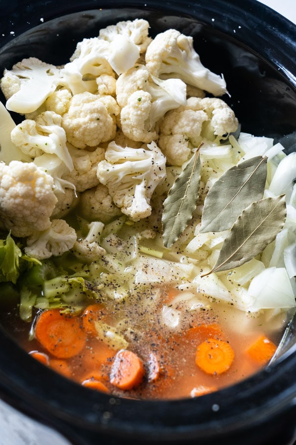 Ingredients to make Cauliflower Soup in Crockpot