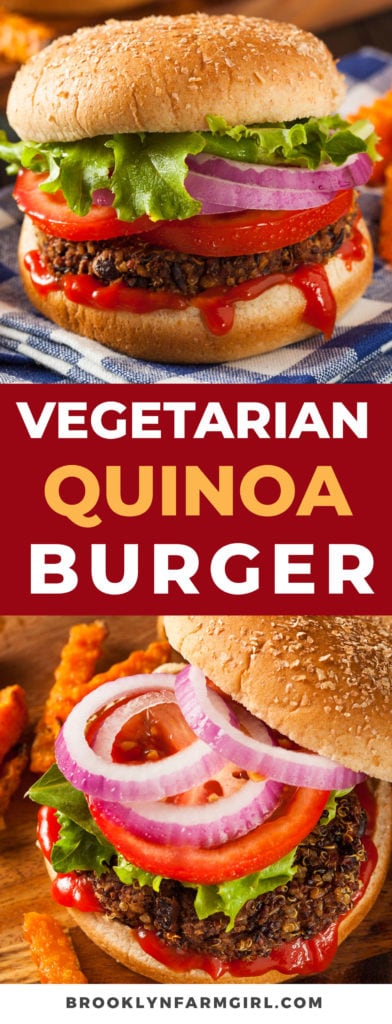 Best Vegetarian burger made with quinoa and black beans!  Burgers are baked in the oven to make more healthy. This easy recipe results in a juicy burger that even meat eaters will love!  