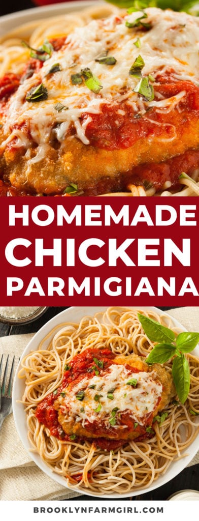 This Chicken Parmigiana recipe is so juicy!  The chicken is moist inside, and crispy on the outside!  It's covered in tomato sauce, melted provolone, Parmesan cheese and Italian spices.  Your family will LOVE this delicious Italian classic! 