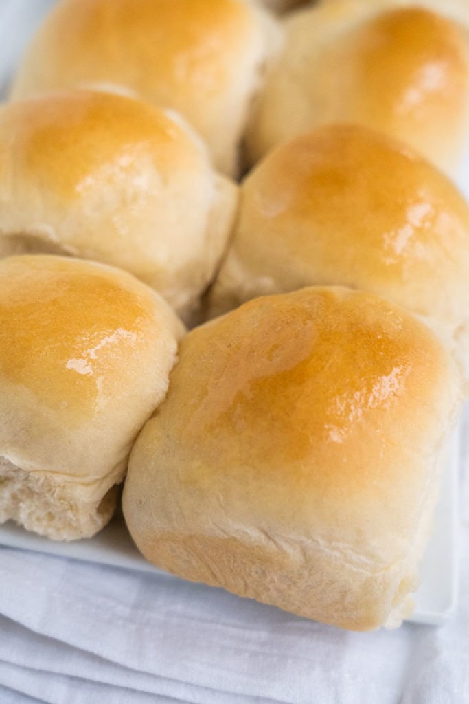 rolls with melted butter on top