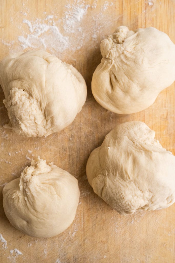 4 pieces of dough