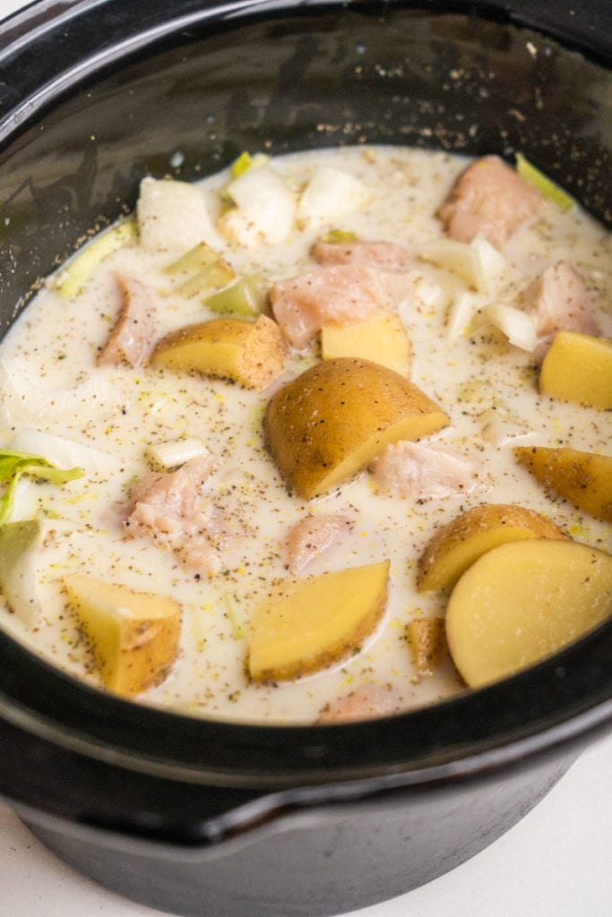 Potatoes, Chicken and Cream Soup in Crock Pot
