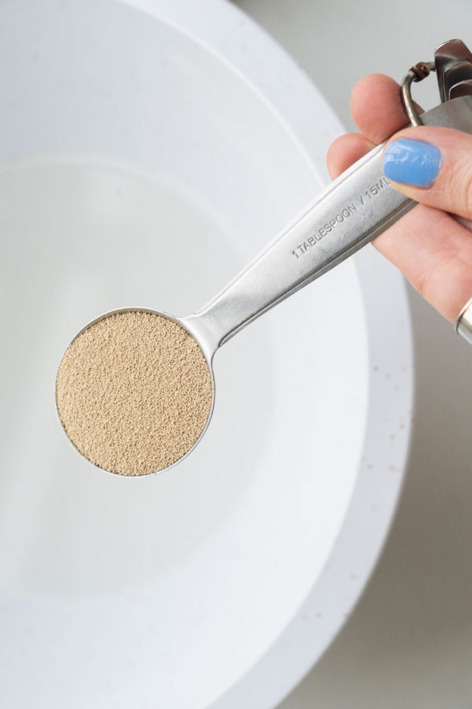 1 tablespoon yeast in measuring spoon