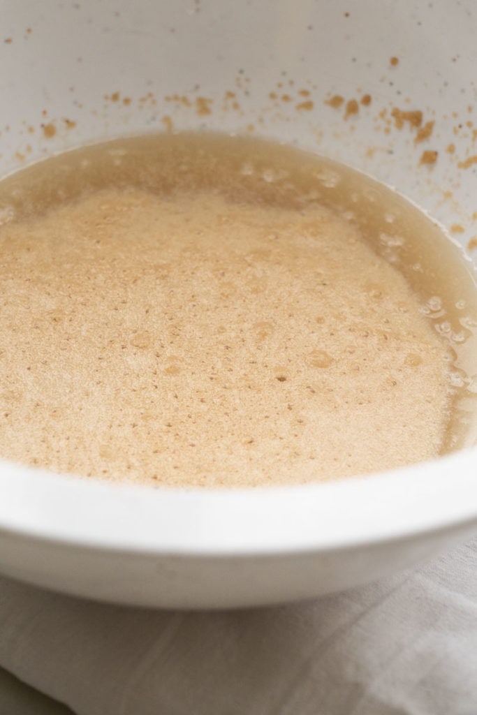 foamy yeast in bowl