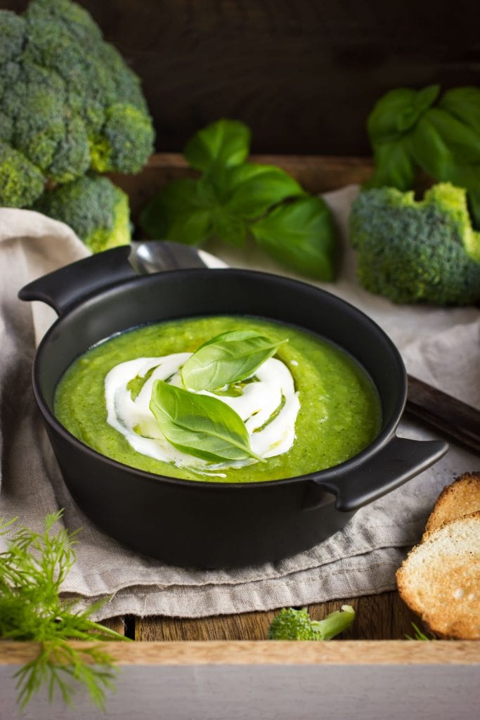 Healthy Cream of Broccoli Soup in bowl
