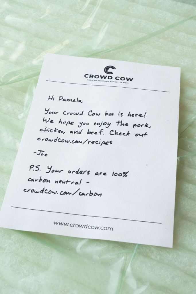 hand written note with order details