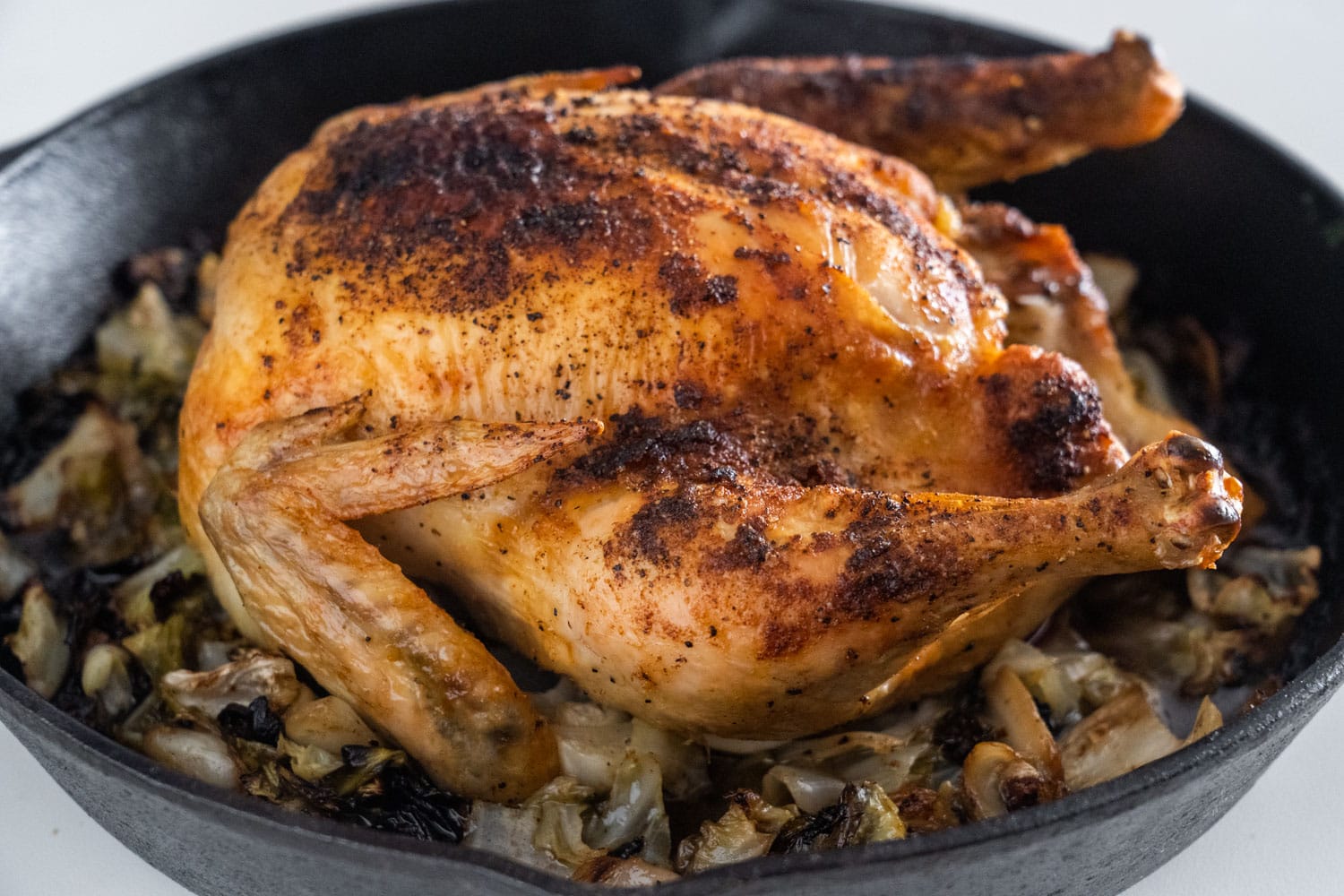 Oven Roasted Whole Chicken with Cabbage - Brooklyn Farm Girl