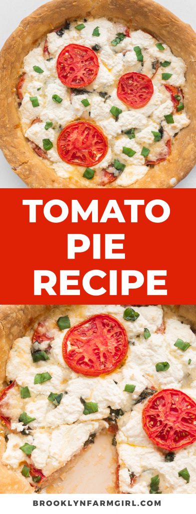 Tomato Pie is a great way to use up an abundance of tomatoes from your garden.  This easy fresh recipe is baked in a pie crust and covered with cheddar and ricotta cheese.  It’s tasty served warm or cold.  It tastes like pizza – it’s delicious! 