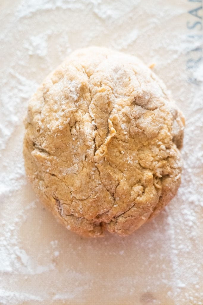pumpkin scone ball of dough on table