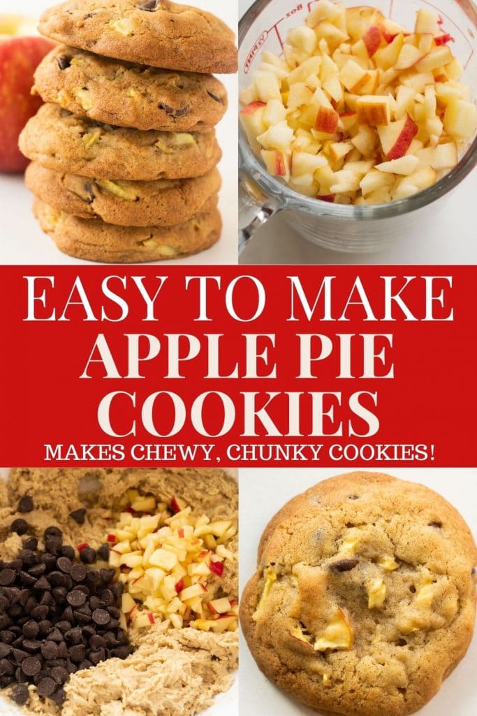 Easy to make, 1 dozen Apple Pie Cookies recipe.   These chunky chewy cookies are perfect for dessert and breakfast.  Also includes instructions on how to use for homemade ice cream sandwiches!