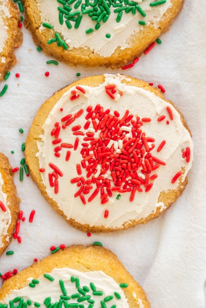 christmas cookie with red sprinkles