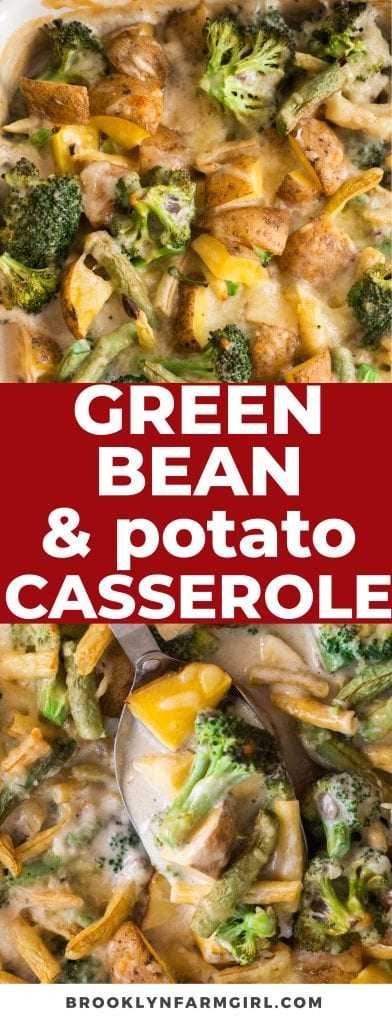 Green Bean and Potato Casserole recipe using fresh vegetables.  This homemade creamy side dish is easy to make and always the first gone at the dinner table. 
