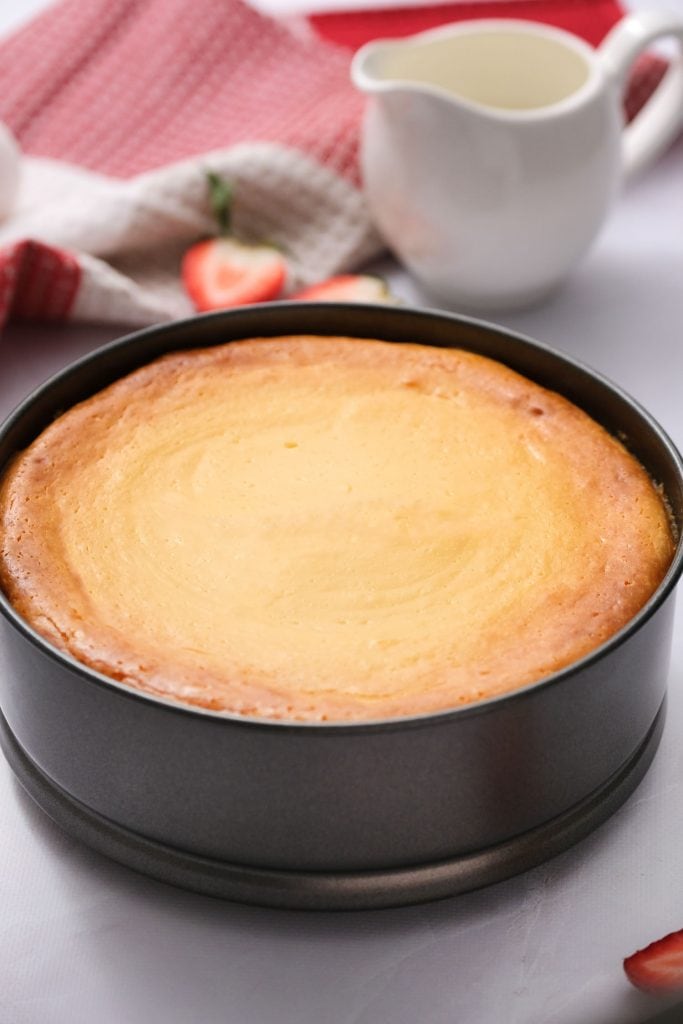 baked cheesecake in pan