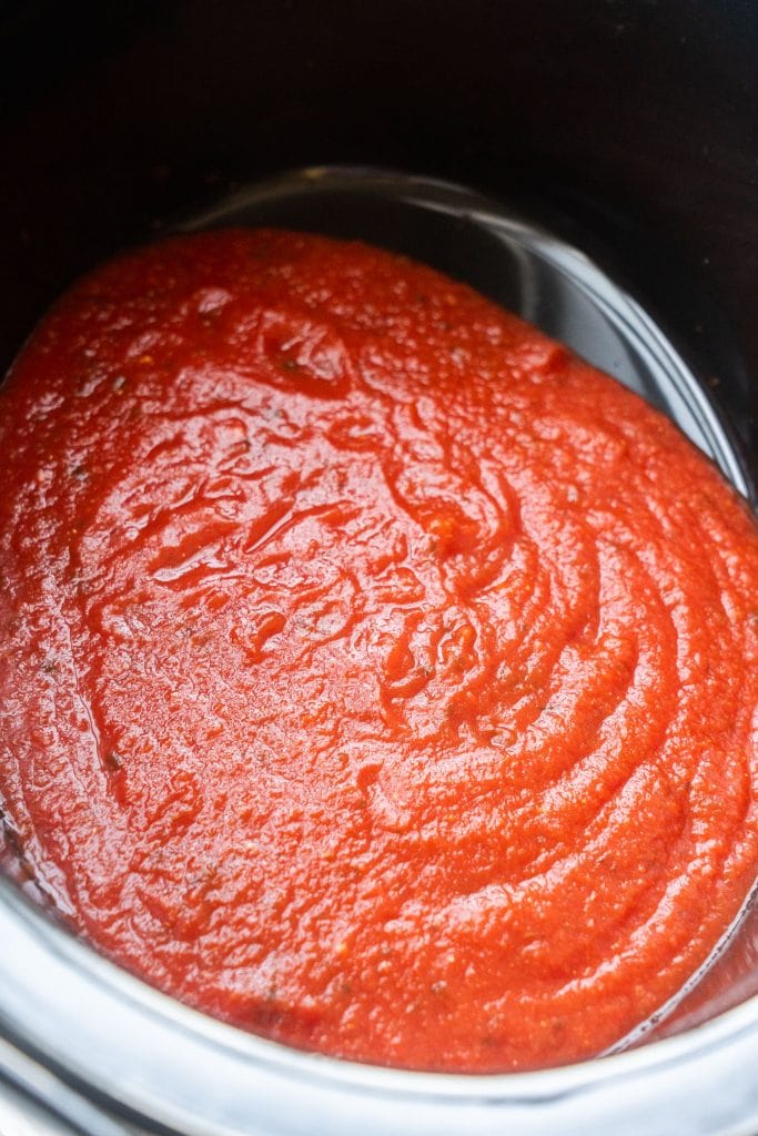 spaghetti sauce in crockpot.